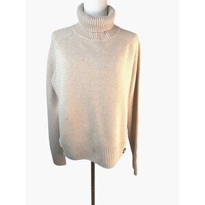 Tara Jarmon Medium Beige Merino Wool Blend Turtleneck Sweater